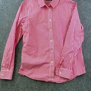 Ralph Lauren Women Pink Stripe Size 8P Button Down Long Sleeve Dress Shirt